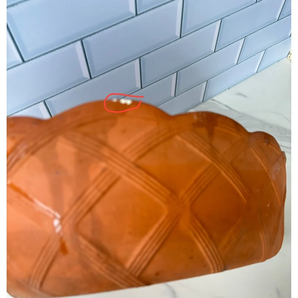 Vintage Terracotta Lidded Casserole Baker Vegetable Harvest Basketweave Oval‎